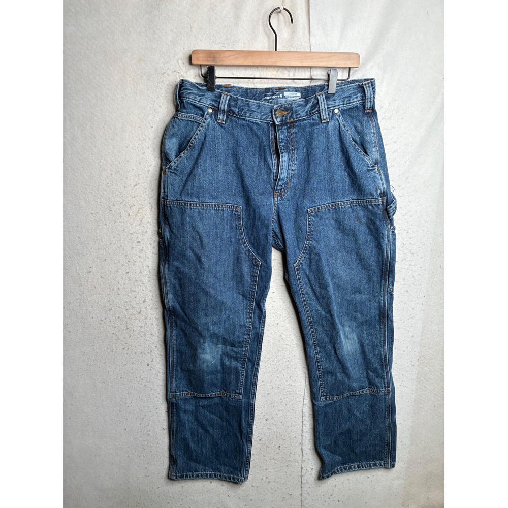 Carhartt Mens Loose Fit Double Front Logger Jeans Blue Denim 34x30 BD4944-M